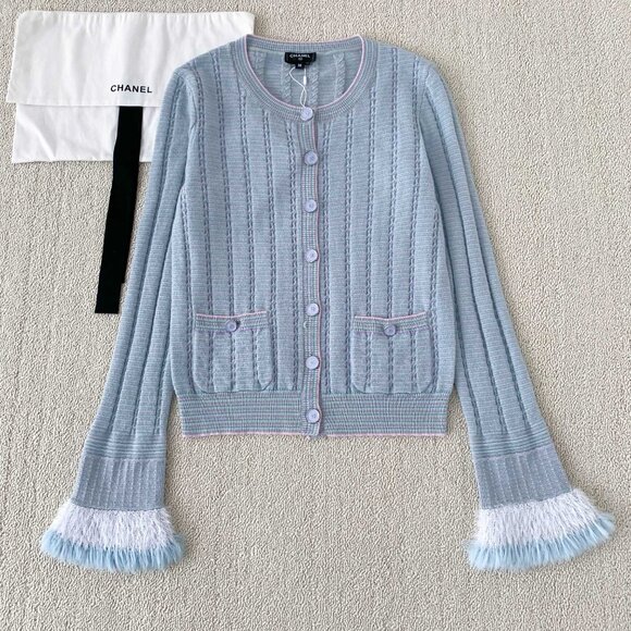 Chanel Light Blue Knit Cardigan - Picture 1 of 7